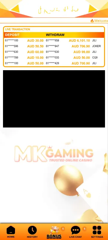 Mk Gaming Casino mobile browser experience on iOS and Android